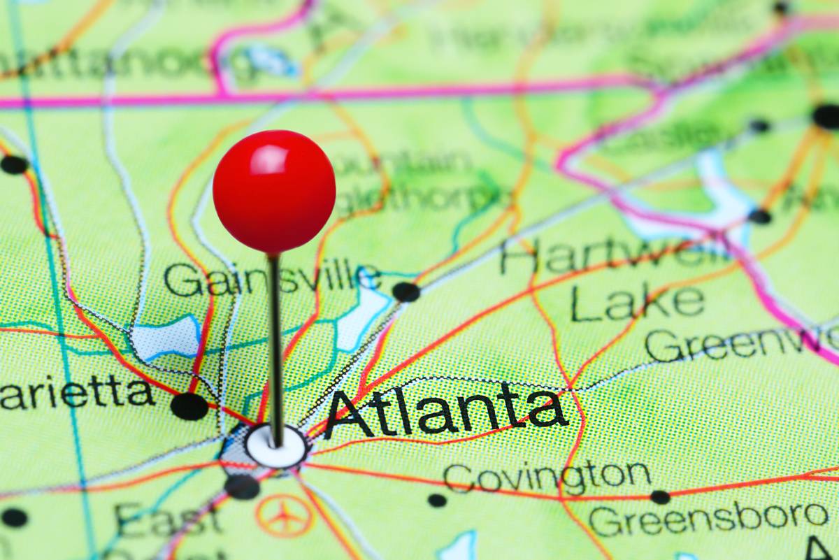 Atlanta Pinned on Map Georgia